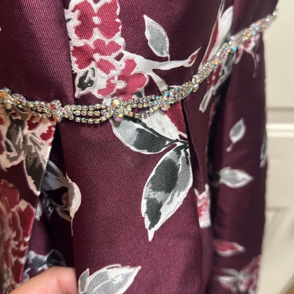 Speechless Kids Formal Floral Jeweled High Low Burgundy Dress size 10 - Picture 5 of 10